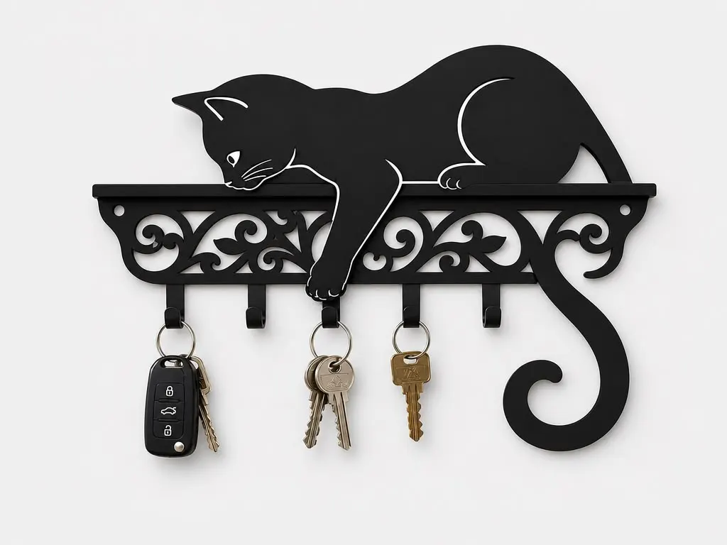 Metal Cat Wall Key Holder